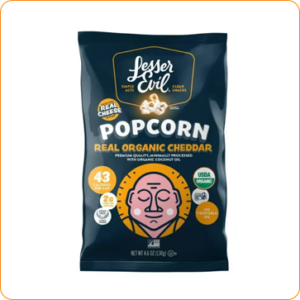 Snack de palomitas de maíz con queso cheddar